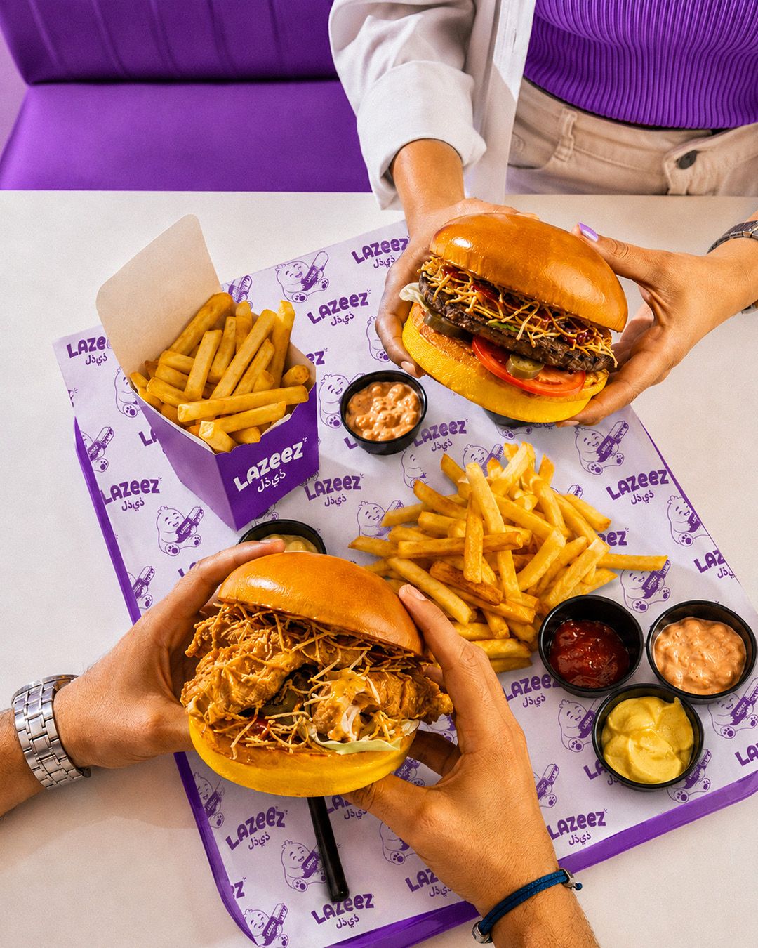 Loaded Lazeez sharing box with burger, tenders and fries